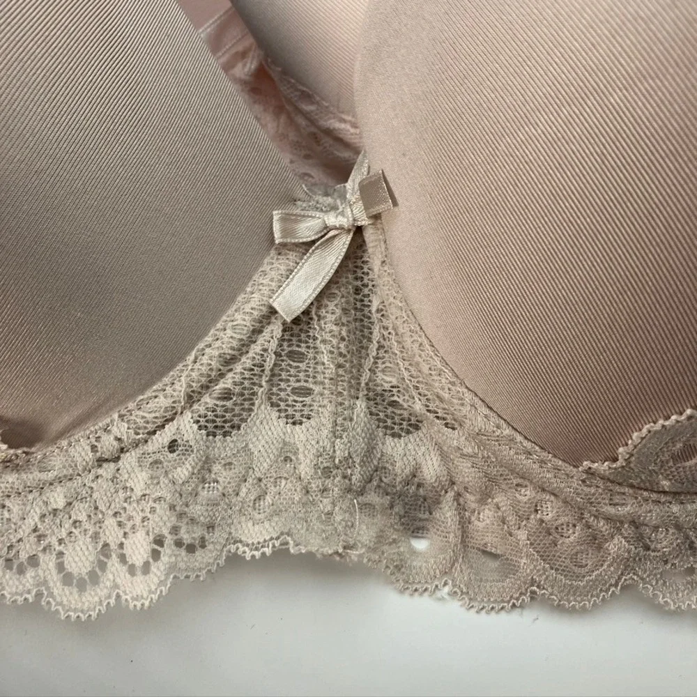 Rene Rofe Lingerie 2 Bra Bundle 36DD Lightly Padded Wirefree Lace Beige Pink New - Picture 10 of 11